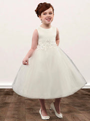 Lace A-Line Scoop Neck Sleeveless Flower Girl Dress-B500030