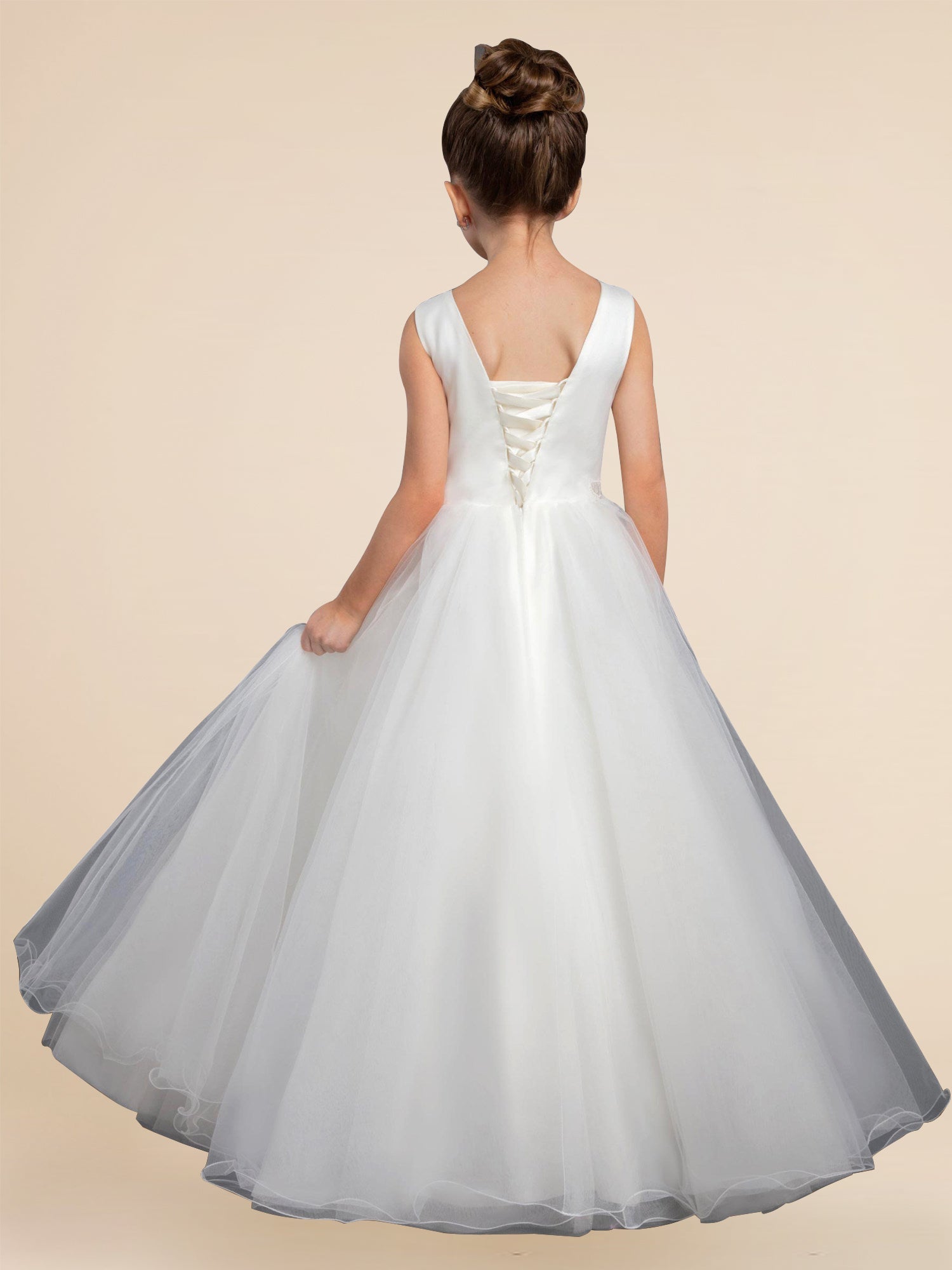 Lace A-Line Scoop Neck Sleeveless Flower Girl Dress-B500031