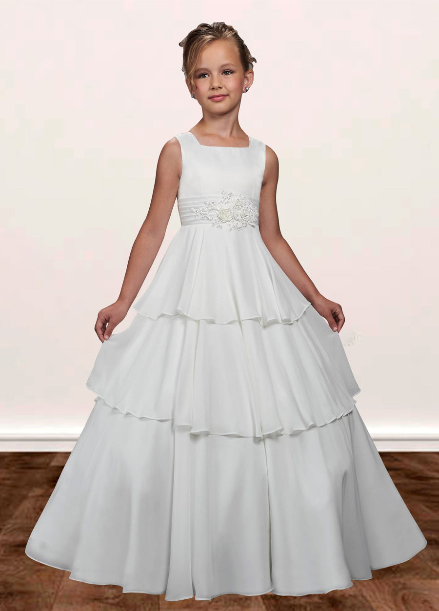 Lace A-Line Bateau/Boat Sleeveless Flower Girl Dress-B500036