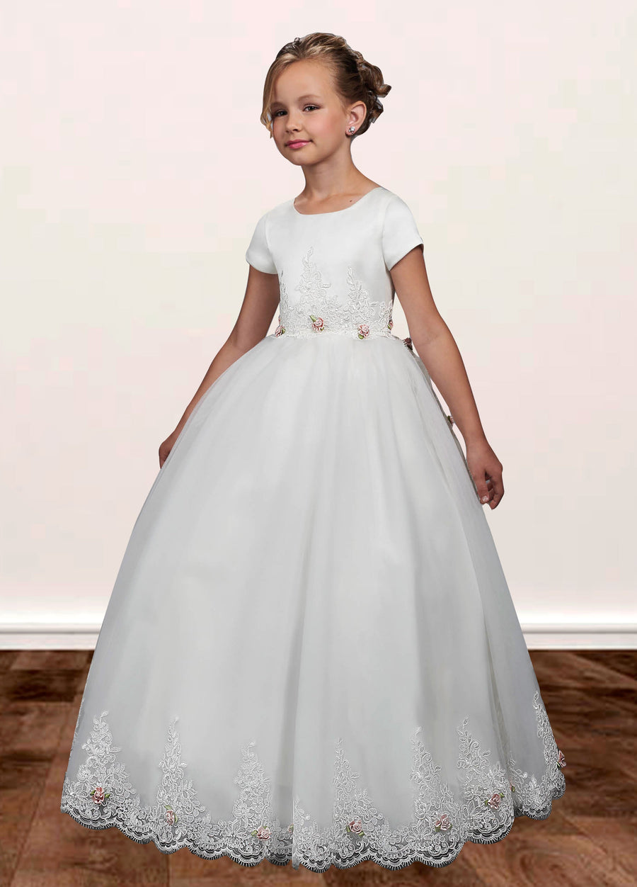 Lace A-Line Scoop Neck Sleeveless Flower Girl Dress-B500037