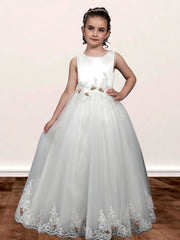 Lace A-Line Scoop Neck Sleeveless Flower Girl Dress-B500038
