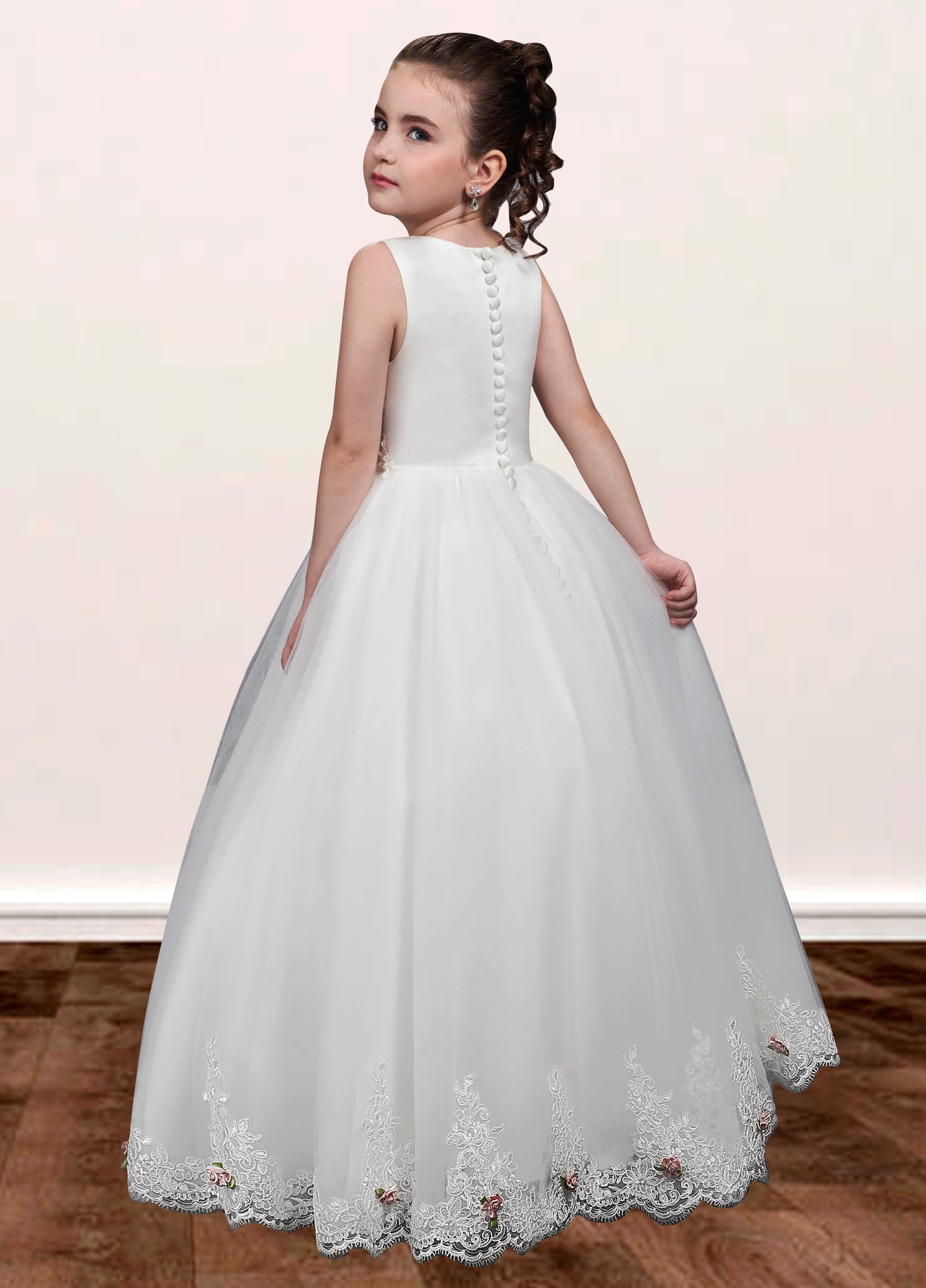 Lace A-Line Scoop Neck Sleeveless Flower Girl Dress-B500038