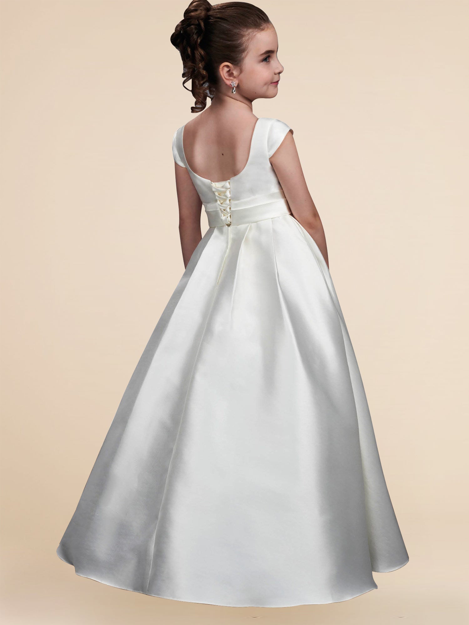 Satin A-Line Scoop Neck Sleeveless Flower Girl Dress-B500040