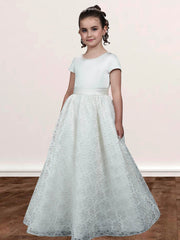 Lace A-Line Scoop Neck Sleeveless Flower Girl Dress-B500045