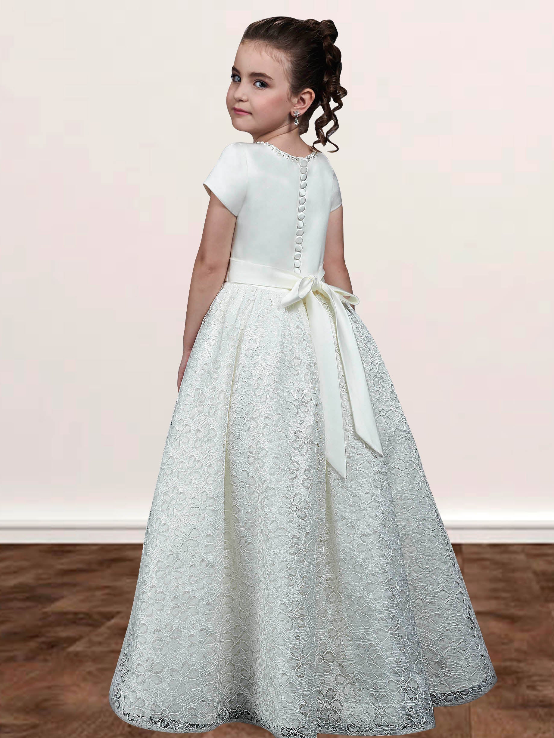 Lace A-Line Scoop Neck Sleeveless Flower Girl Dress-B500045