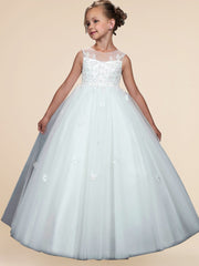 Lace A-Line Scoop Neck Sleeveless Flower Girl Dress-B500047