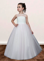 Lace A-Line Scoop Neck Sleeveless Flower Girl Dress-B500048