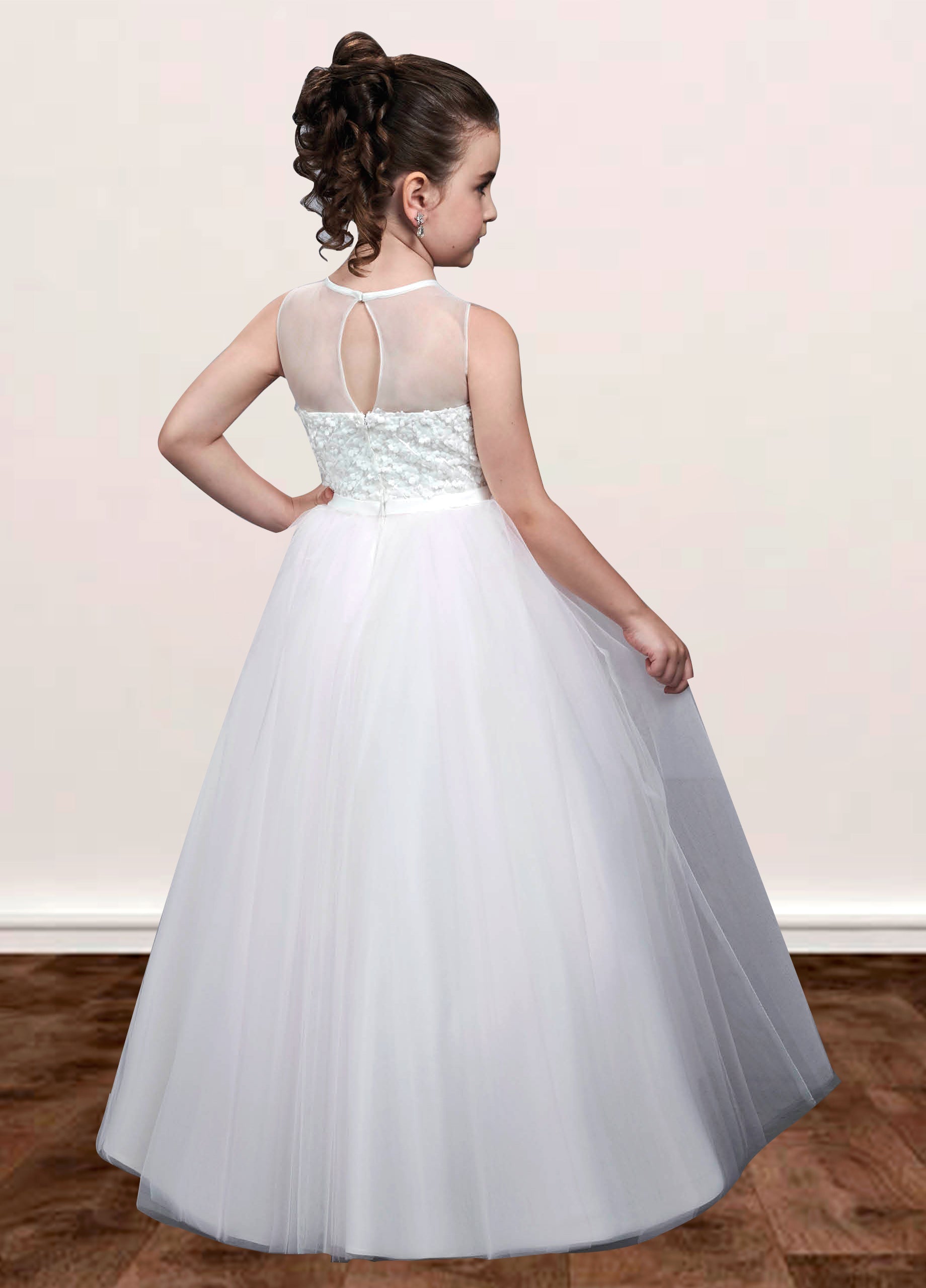 Lace A-Line Scoop Neck Sleeveless Flower Girl Dress-B500048