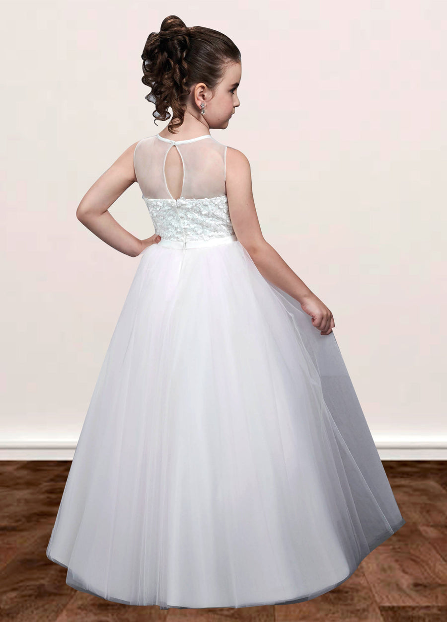 Lace A-Line Scoop Neck Sleeveless Flower Girl Dress-B500048