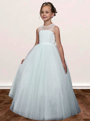 Lace A-Line Scoop Neck Sleeveless Flower Girl Dress-B500049