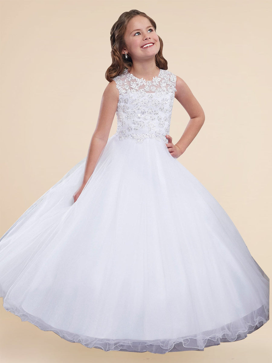 Lace A-Line Scoop Neck Sleeveless Flower Girl Dress-B500051