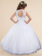 Lace A-Line Scoop Neck Sleeveless Flower Girl Dress-B500051