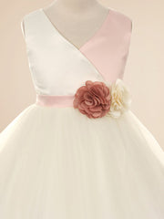 Tulle A-Line V-Neck Sleeveless Flower Girl Dress-B500052