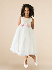 Satin A-Line Bateau/Boat Sleeveless Flower Girl Dress-B500054
