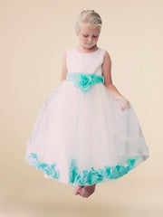 Satin A-Line Scoop Neck Sleeveless Flower Girl Dress-B500055