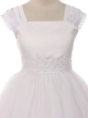 Satin A-Line Bateau/Boat Sleeveless Flower Girl Dress-B500056