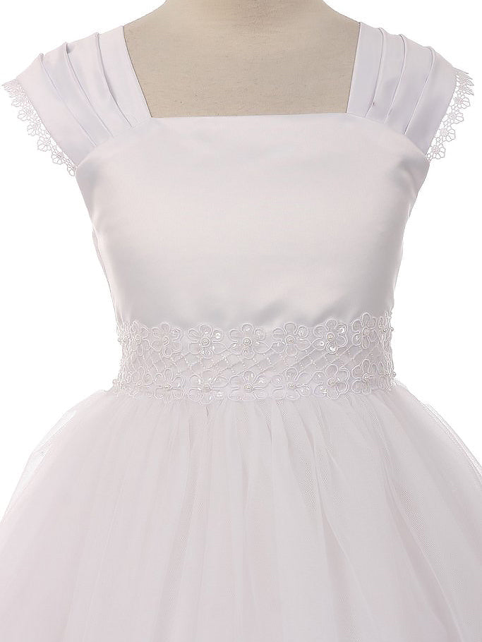 Satin A-Line Bateau/Boat Sleeveless Flower Girl Dress-B500056