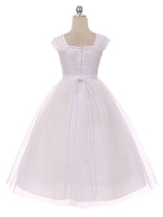 Satin A-Line Bateau/Boat Sleeveless Flower Girl Dress-B500056