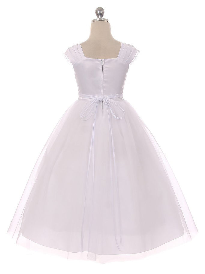 Satin A-Line Bateau/Boat Sleeveless Flower Girl Dress-B500056