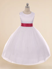 Lace V-Neck Sleeveless Flower Girl Dress