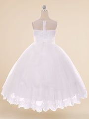 Lace A-Line Scoop Neck Sleeveless Flower Girl Dress-B500063