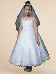 Lace A-Line Scoop Neck Sleeveless Flower Girl Dress-B500063