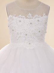 Lace A-Line Scoop Neck Sleeveless Flower Girl Dress-B500063