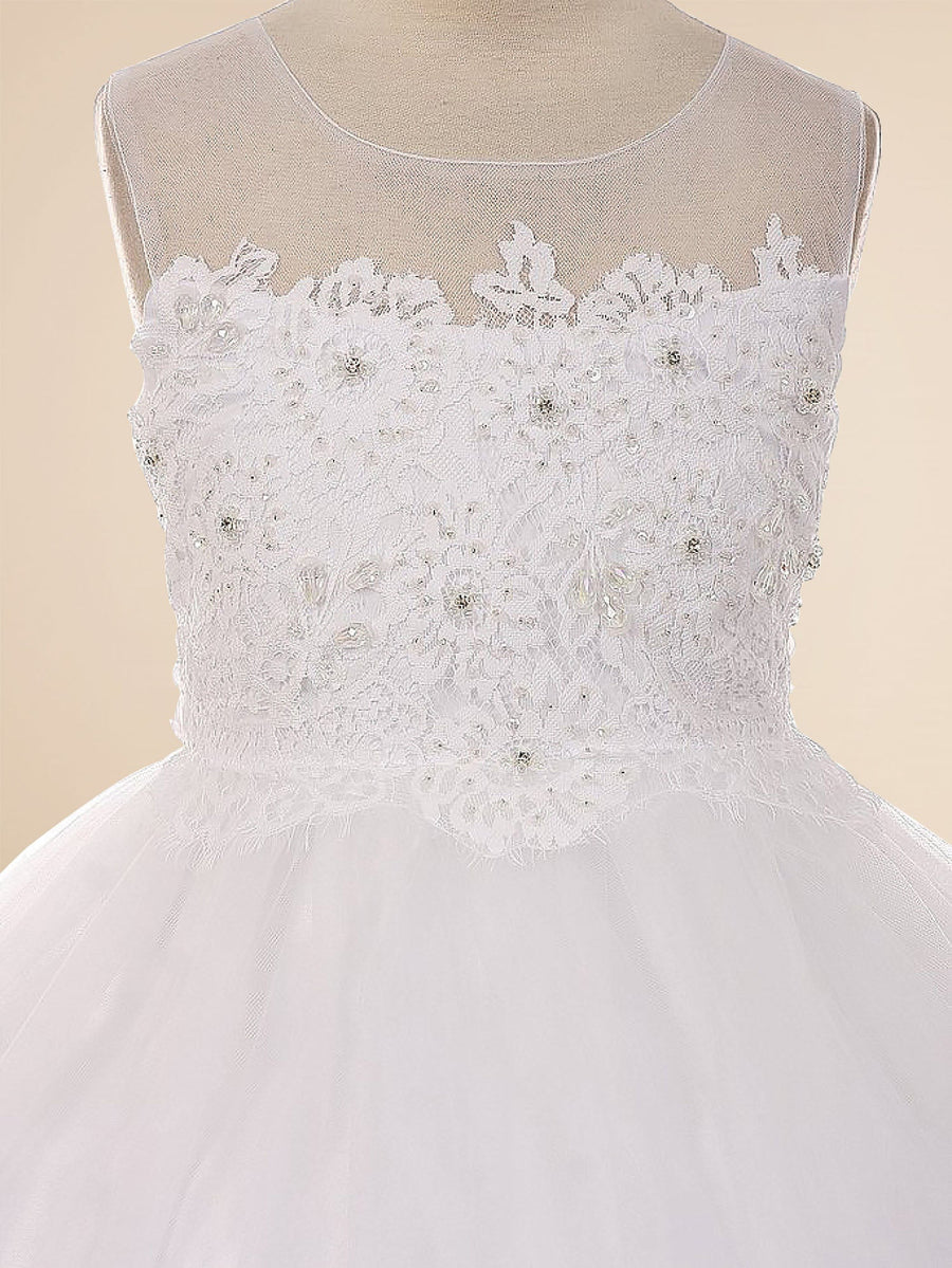Lace A-Line Scoop Neck Sleeveless Flower Girl Dress-B500063