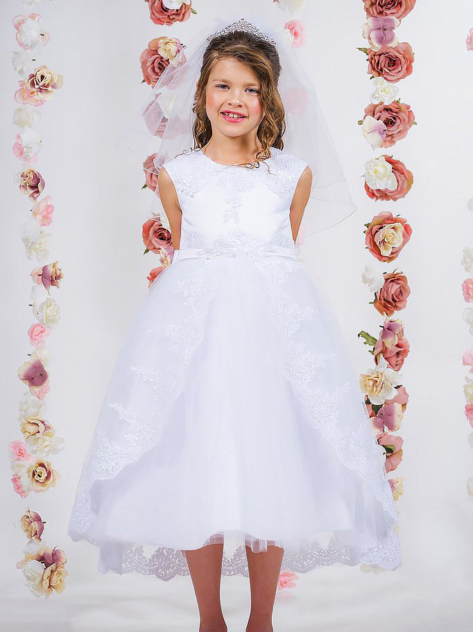 Lace A-Line Scoop Neck Sleeveless Flower Girl Dress-B500066