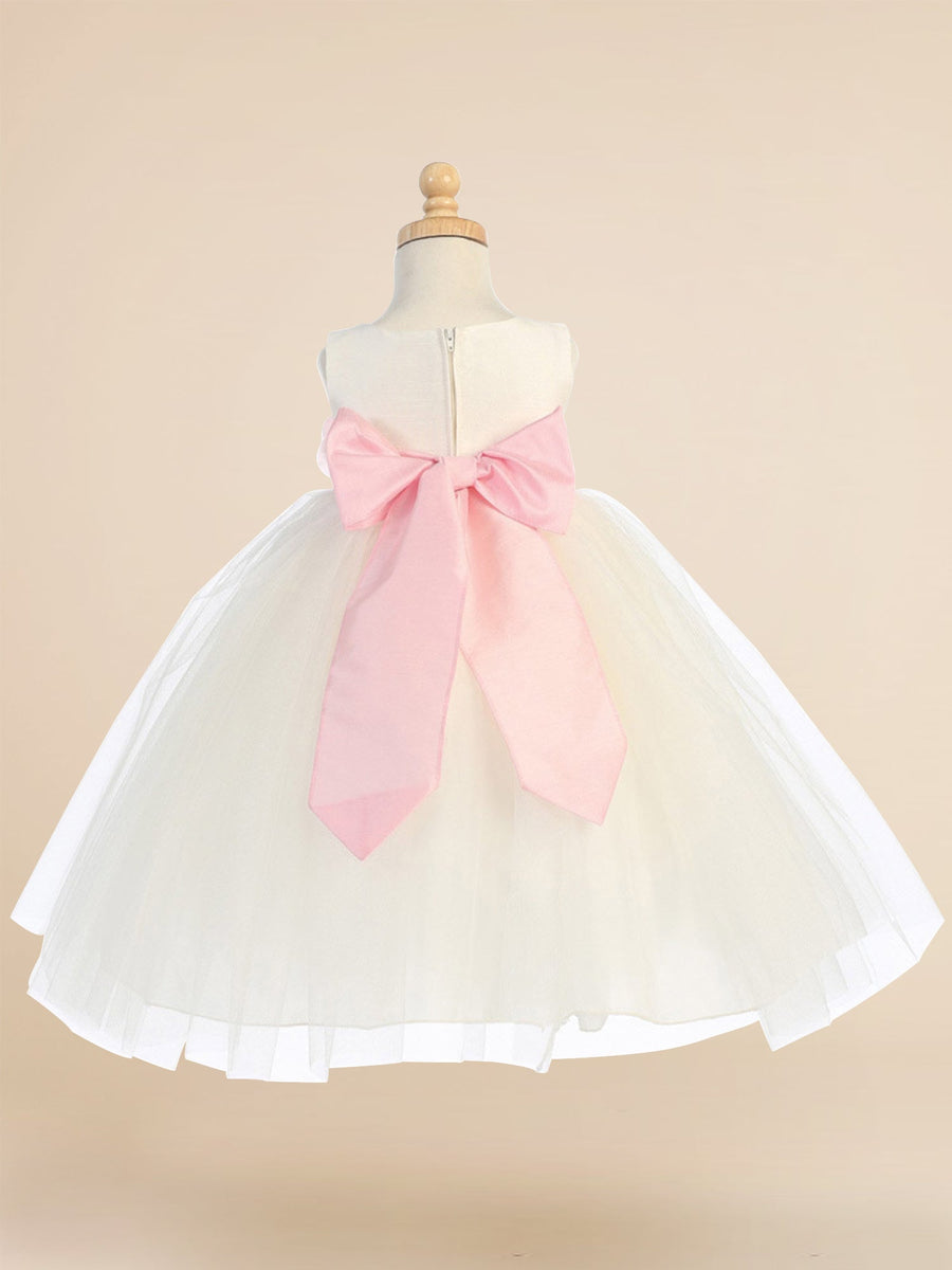 Lace V-Neck Sleeveless Flower Girl Dress