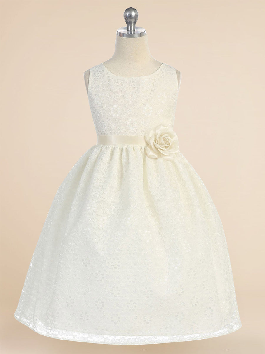 Lace A-Line Scoop Neck Sleeveless Flower Girl Dress-B500080