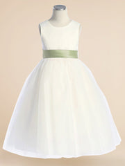 Lace V-Neck Sleeveless Flower Girl Dress