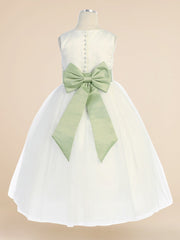 Lace V-Neck Sleeveless Flower Girl Dress