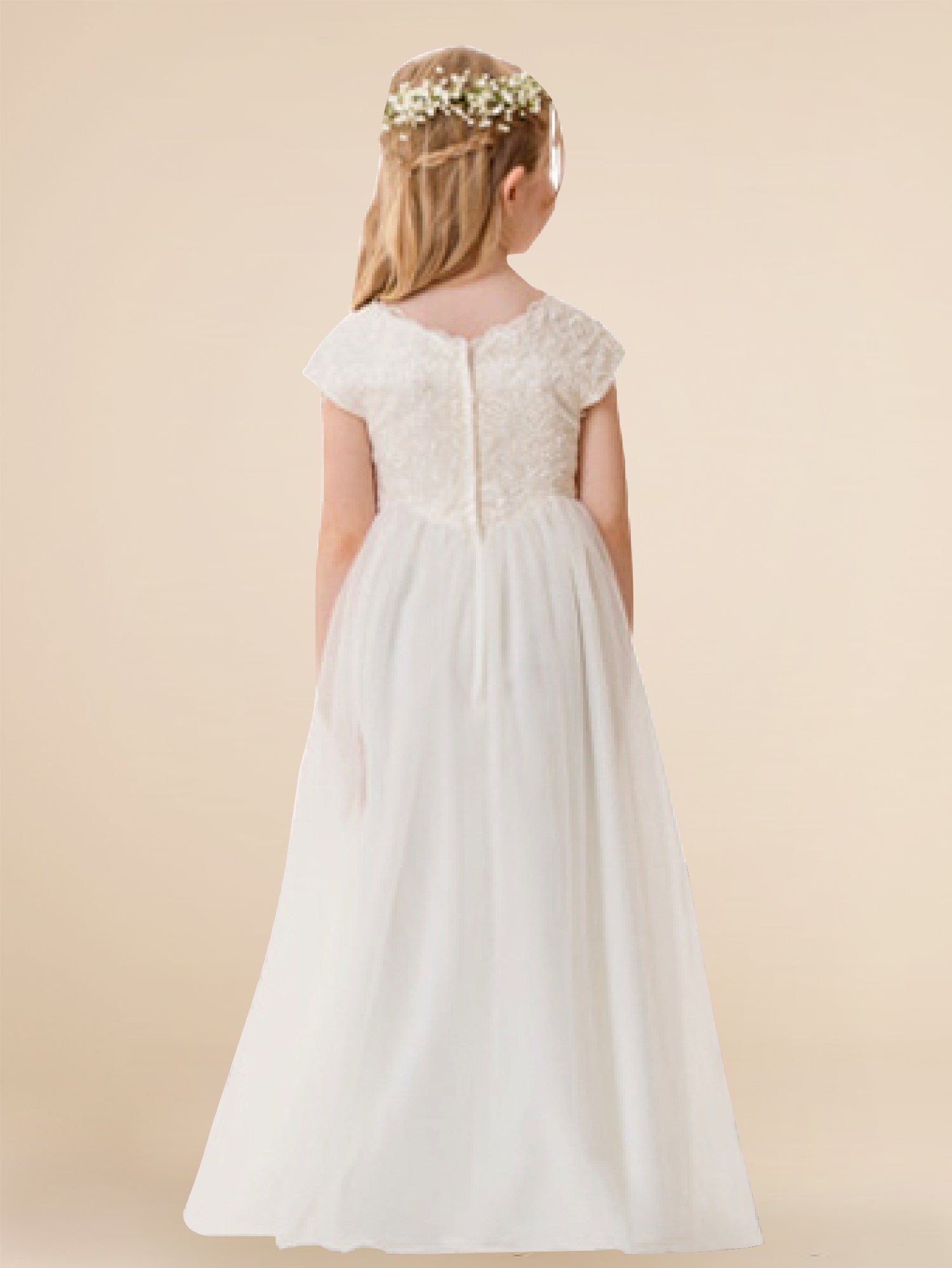 Lace A-Line Scoop Neck Sleeveless Flower Girl Dress-B500086