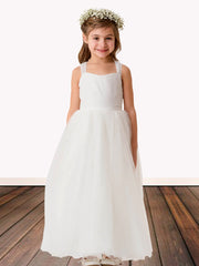 Tulle A-Line Scoop Neck Sleeveless Flower Girl Dress-B500088