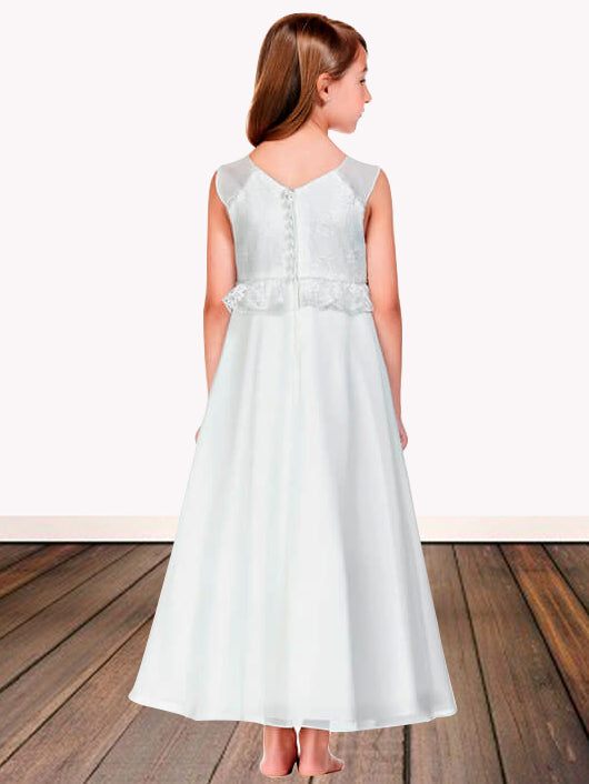 Lace A-Line Scoop Neck Sleeveless Flower Girl Dress-B500104