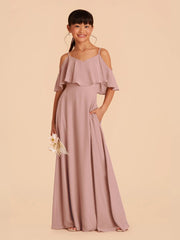 Chiffon A-Line Spaghetti Straps Half Sleeves Junior Dress-BJ00001