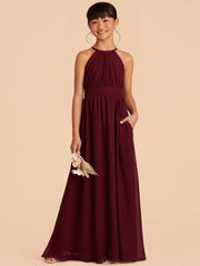 Chiffon A-Line Halter Sleeveless Junior Dress-BJ00002