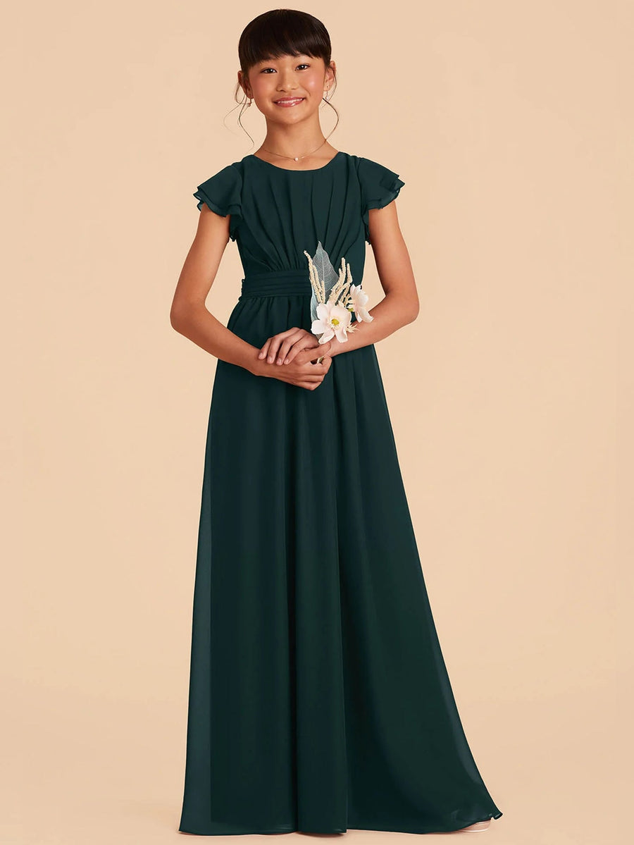 Chiffon A-Line Scoop Neck Half Sleeves Junior Dress-BJ00003