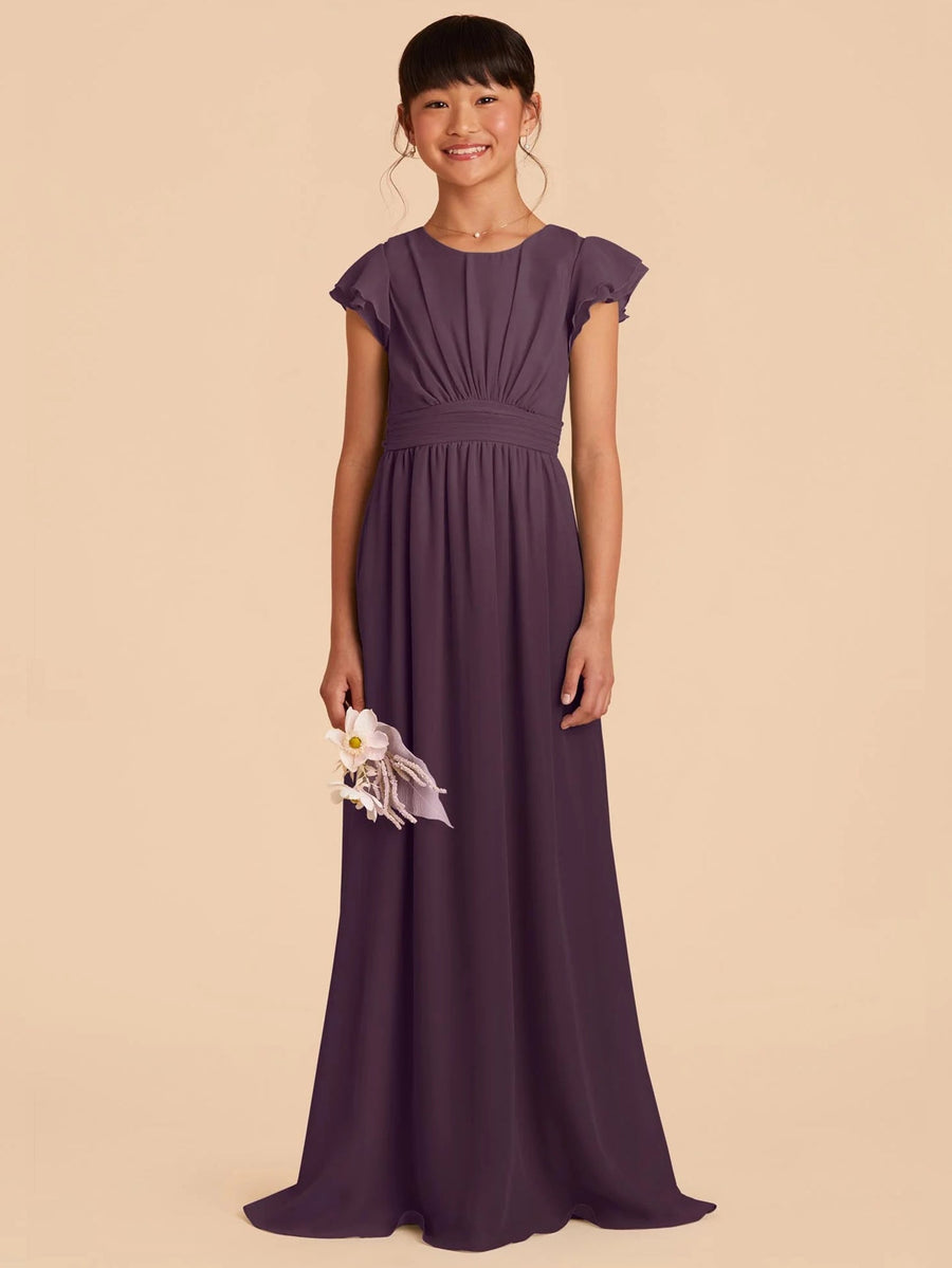 Chiffon A-Line Scoop Neck Half Sleeves Junior Dress-BJ00003