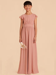 Chiffon A-Line Scoop Neck Half Sleeves Junior Dress-BJ00003