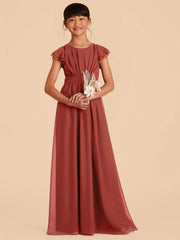 Chiffon A-Line Scoop Neck Half Sleeves Junior Dress-BJ00003
