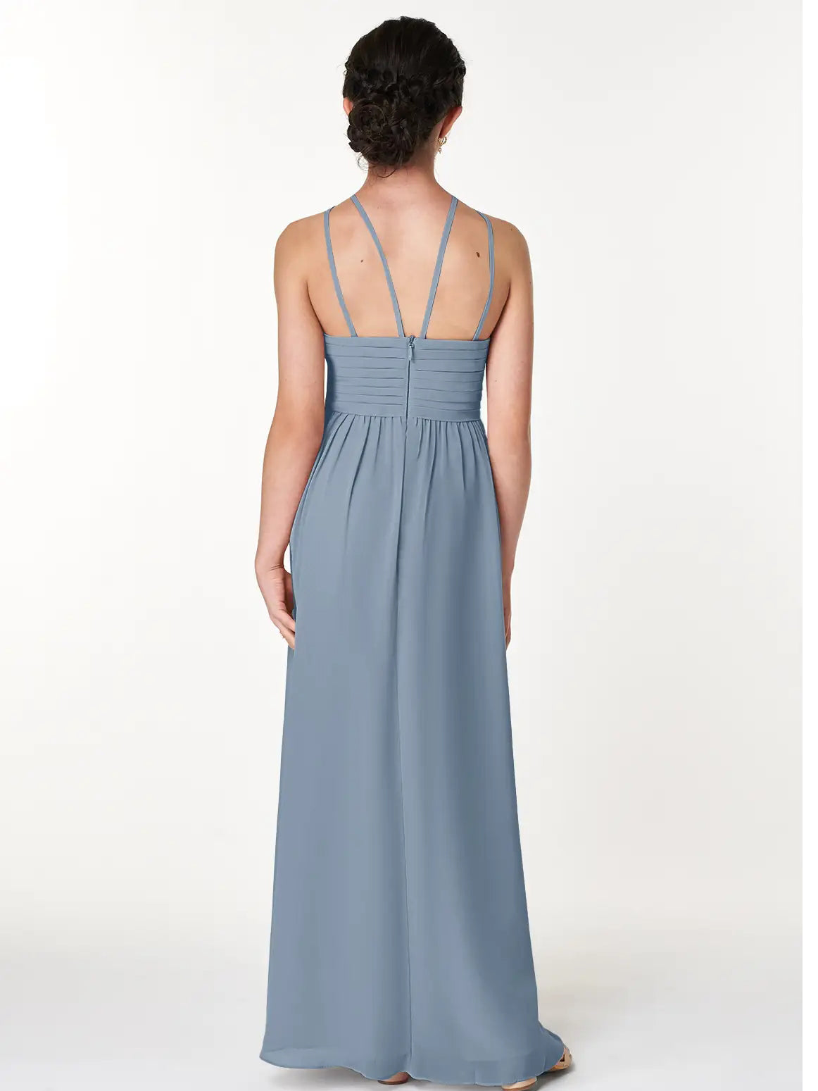 Chiffon Spaghetti Straps Half Sleeves Junior Dress