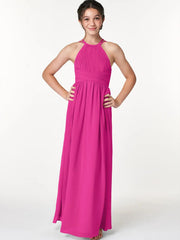 Chiffon A-Line Halter Sleeveless Junior Dress-BJ00004