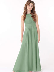 Chiffon A-Line Scoop Neck Sleeveless Junior Dress-BJ00005