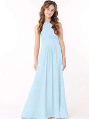 Chiffon A-Line Scoop Neck Sleeveless Junior Dress-BJ00005