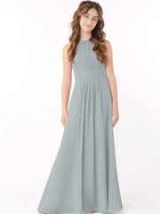 Chiffon A-Line Scoop Neck Sleeveless Junior Dress-BJ00005