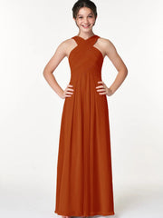 Chiffon A-Line Criss Cross Straps Sleeveless Junior Dress-BJ00006