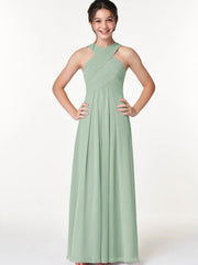 Chiffon A-Line Criss Cross Straps Sleeveless Junior Dress-BJ00006