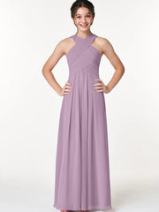 Chiffon A-Line Criss Cross Straps Sleeveless Junior Dress-BJ00006